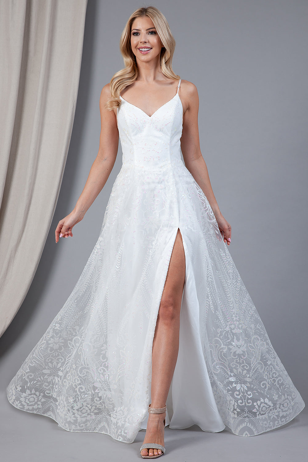 A-Line Satin Wedding Dress with High Slit Chic-Butic A-Line Satin Wedding Dress with High Slit Chic-Butic