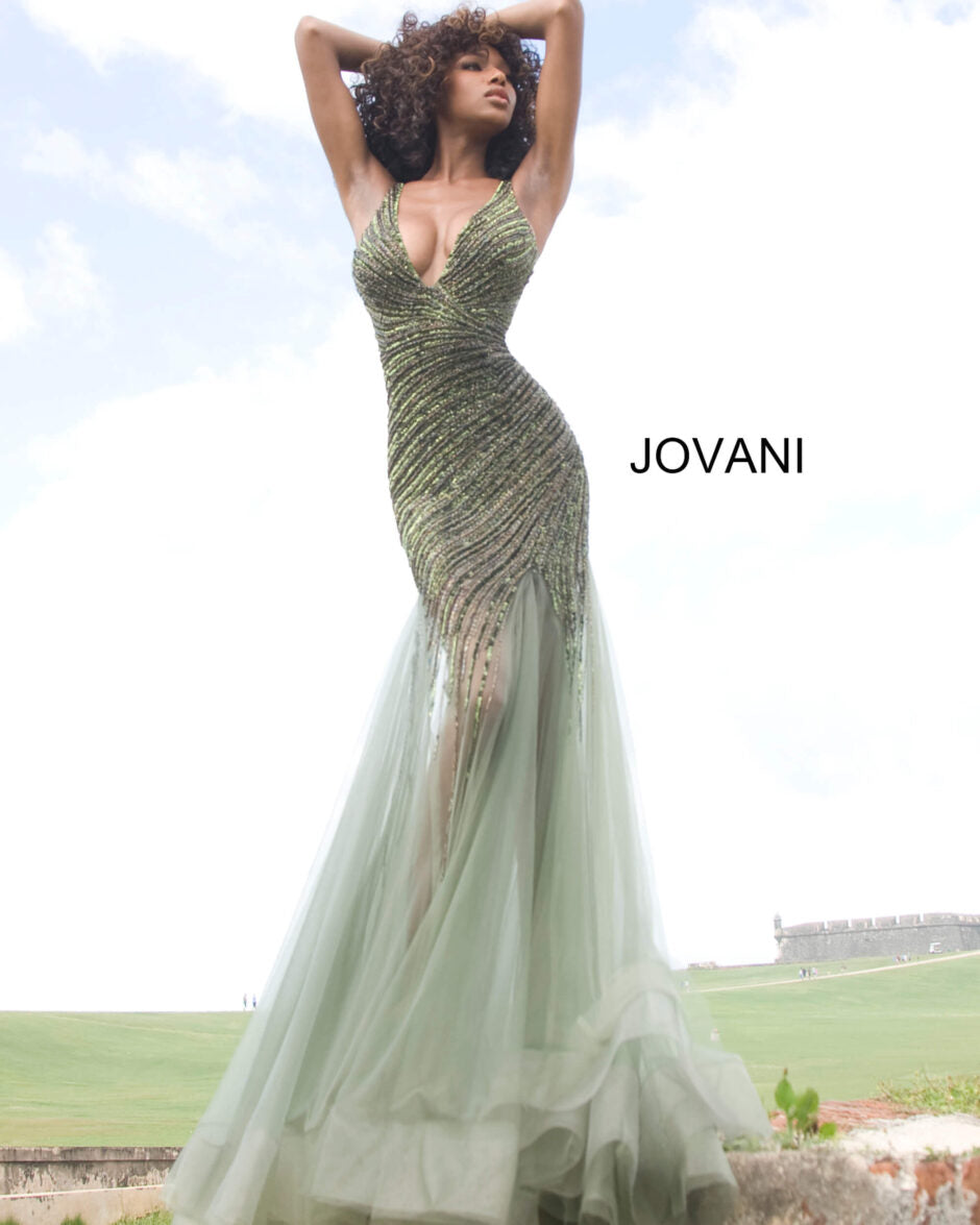 Beaded Mermaid Prom Gown