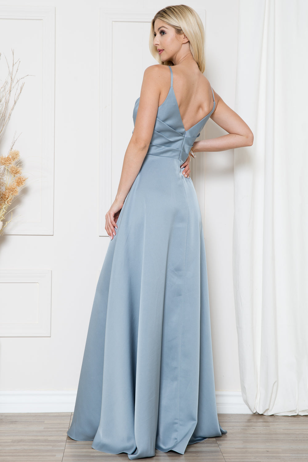 Satin Wrap A-line Wedding Dress with Slit