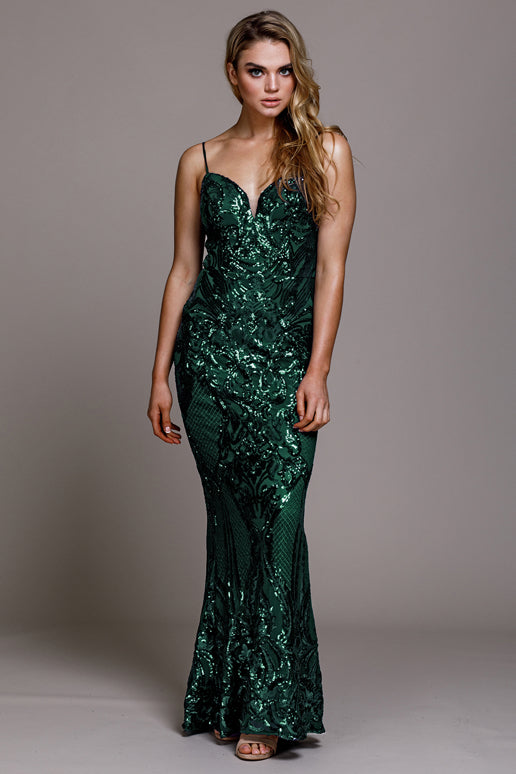 Spaghetti Straps Sequin Mermaid Dress