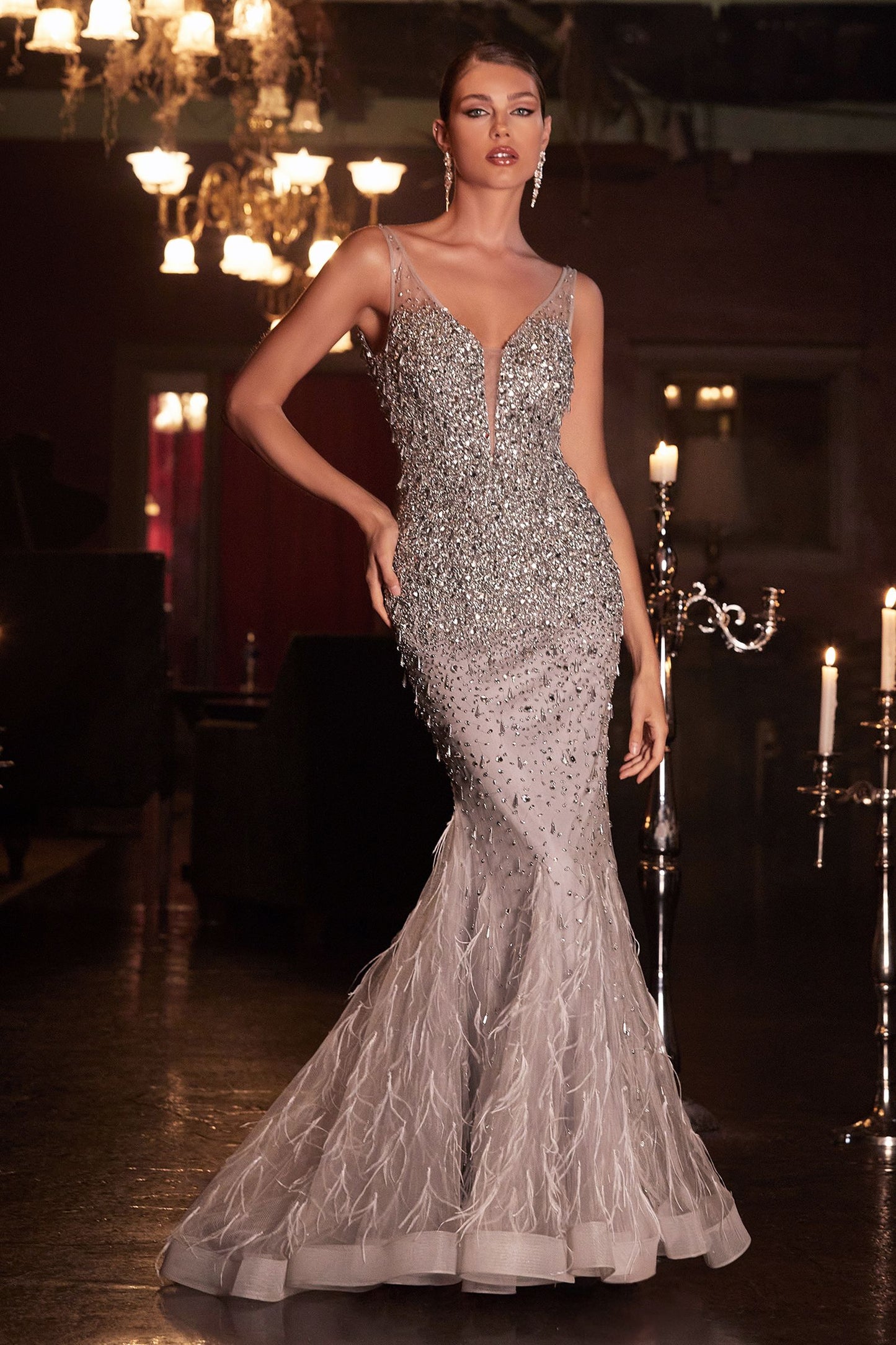 Embellished Mermaid Evening Gown